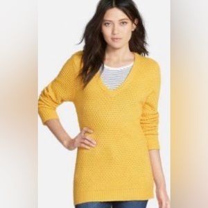 Hinge for Anthropologie V-neck Yellow Cashmere Loose Knit Sweater Size Small